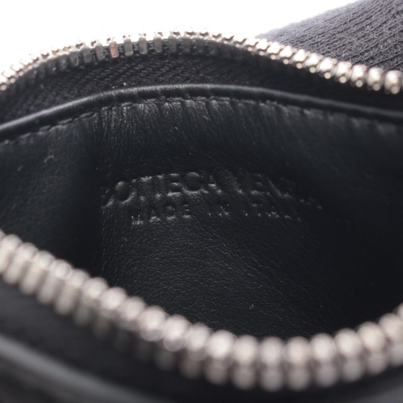 Bottega Veneta Coin Case Intrecciato Black Leather