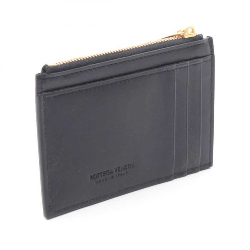 Bottega Veneta Coin Case Intrecciato Black Leather