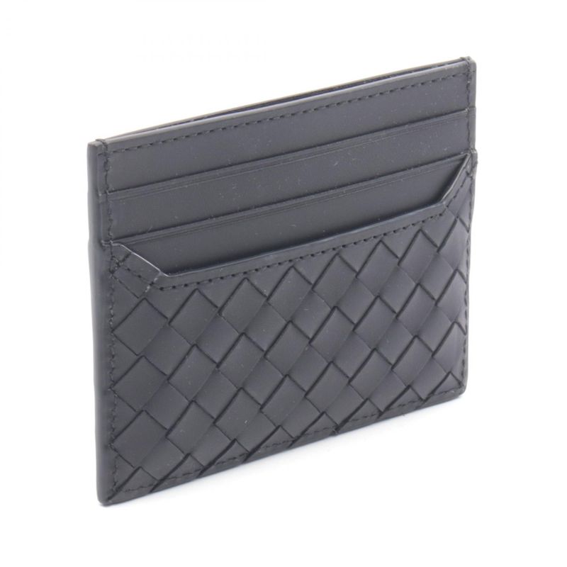 Bottega Veneta Card Case Intrecciato Black Leather