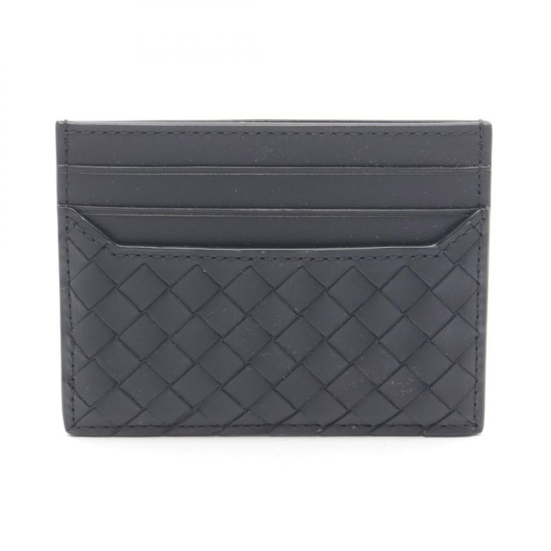 Bottega Veneta Card Case Intrecciato Black Leather