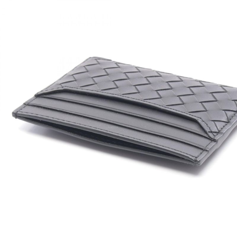 Bottega Veneta Card Case Intrecciato Black Leather
