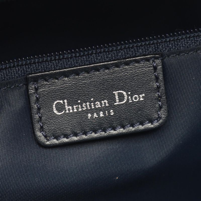 Dior Handbag Trotter Doctor's Bag Navy Canvas Leather Oblique