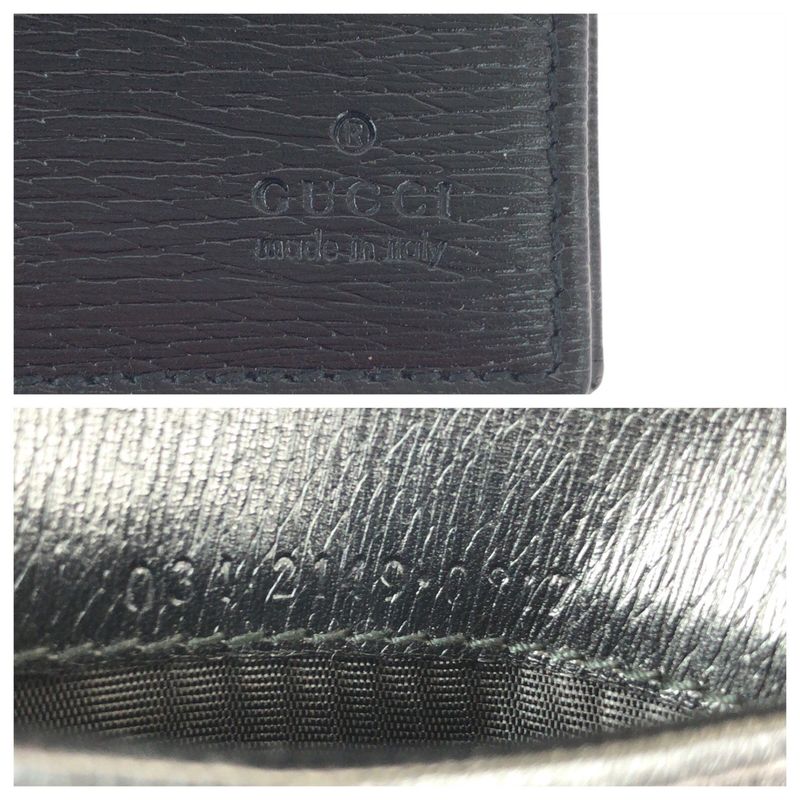 Gucci Black Silver Leather 034 Fold Wallet Compact
