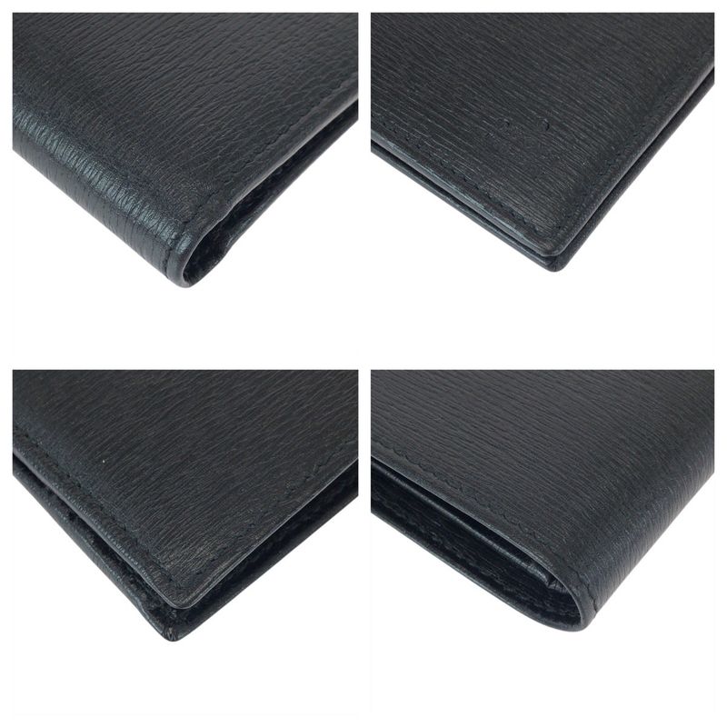 Gucci Black Silver Leather 034 Fold Wallet Compact