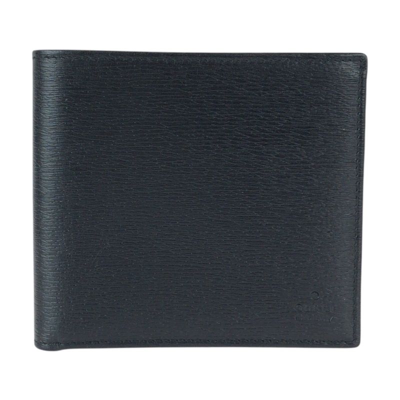 Gucci Black Silver Leather 034 Fold Wallet Compact