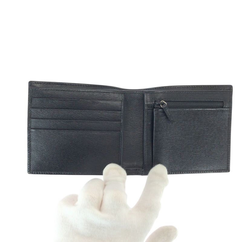 Gucci Black Silver Leather 034 Fold Wallet Compact