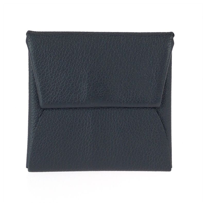 Hermes Bastia Black Silver Veau Epsom Coin Purse