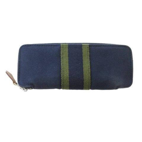 Hermes Fourre Tout Pen Case Canvas Navy Shoulder Bag