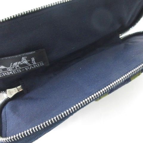 Hermes Fourre Tout Pen Case Canvas Navy Shoulder Bag