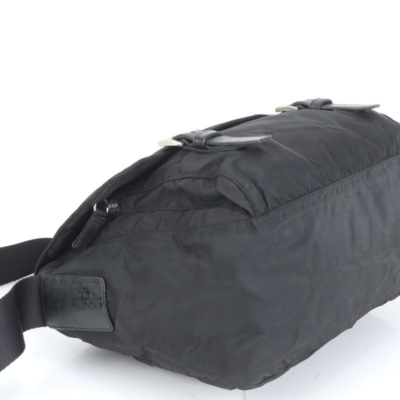 Prada Tessuto Nylon Triangle Logo Shoulder Bag Crossbody Messenger Black