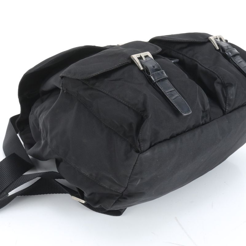 Prada Tessuto Nylon Triangle Logo Leather Backpack