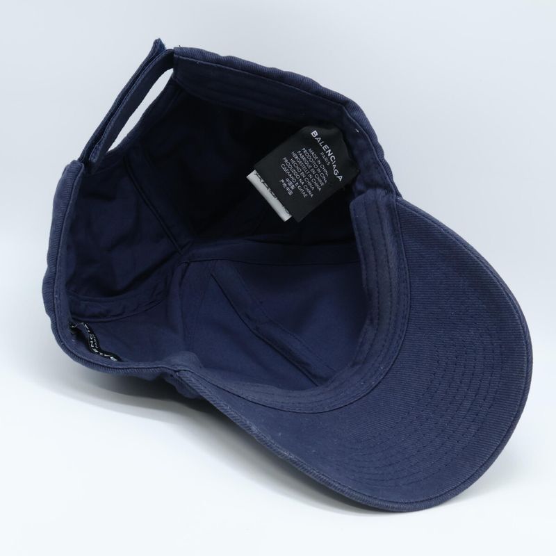 Balenciaga Logo Embroidery Cotton Cap L 59 ) Navy