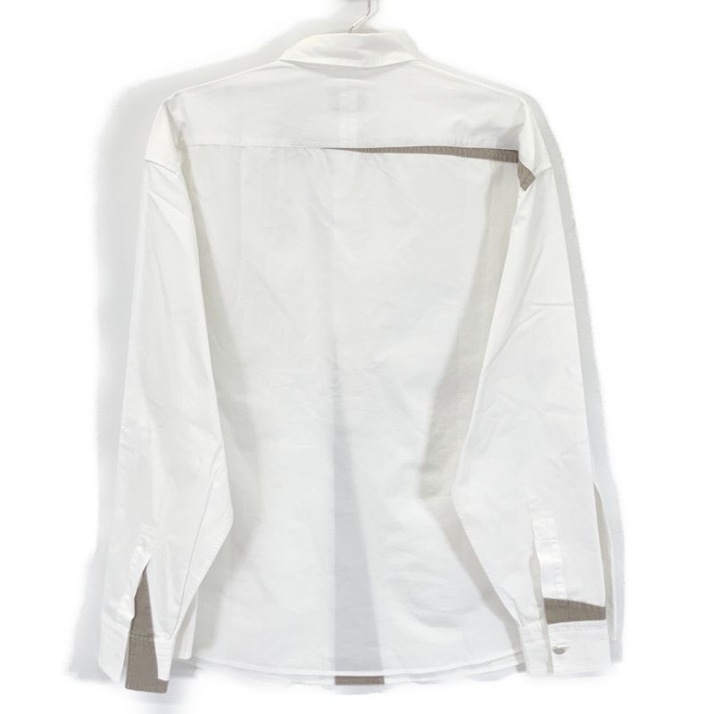 Hermes White Gray Cotton Calf Button Regular Color Over Shirt Over Size Shirt