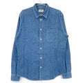Hermes Indigo Cotton Celery Calf Button Oversized Denim Shirt 40 ) Indigo