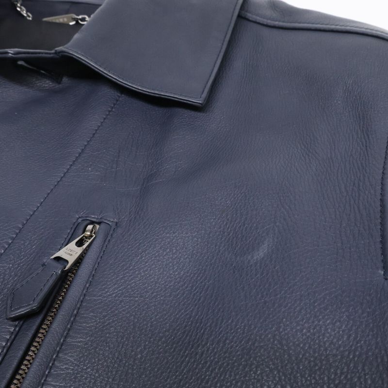 Loewe Calfskin Zip Jacket ) Navy