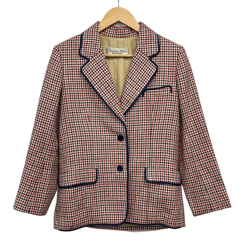 Dior Jacket L Navy Red Beige Long Sleeve