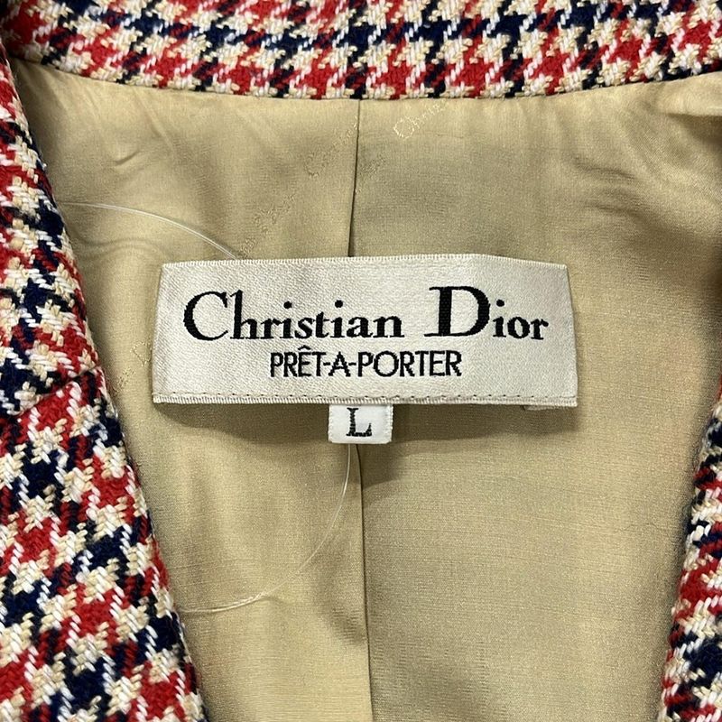 Dior Jacket L Navy Red Beige Long Sleeve