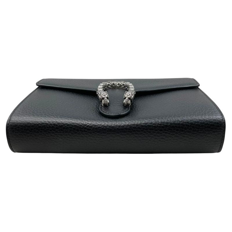 Gucci Shoulder Bag Dionysus Chain Wallet Leather Taiga Head Black