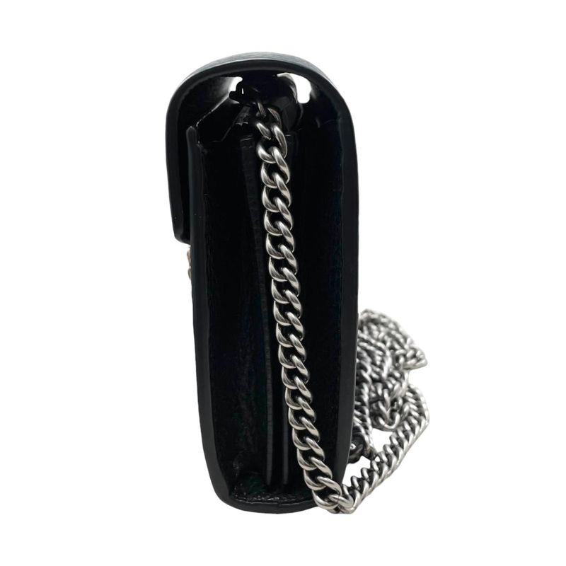 Gucci Shoulder Bag Dionysus Chain Wallet Leather Taiga Head Black
