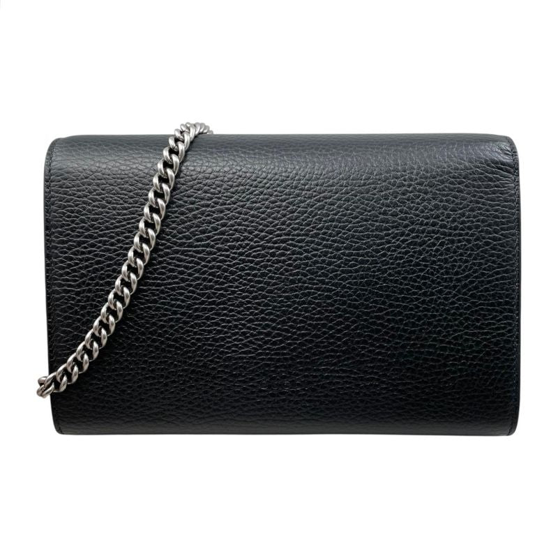 Gucci Shoulder Bag Dionysus Chain Wallet Leather Taiga Head Black