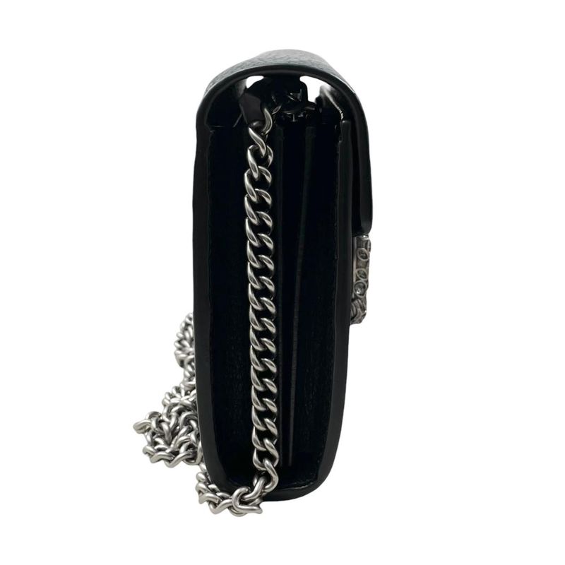 Gucci Shoulder Bag Dionysus Chain Wallet Leather Taiga Head Black