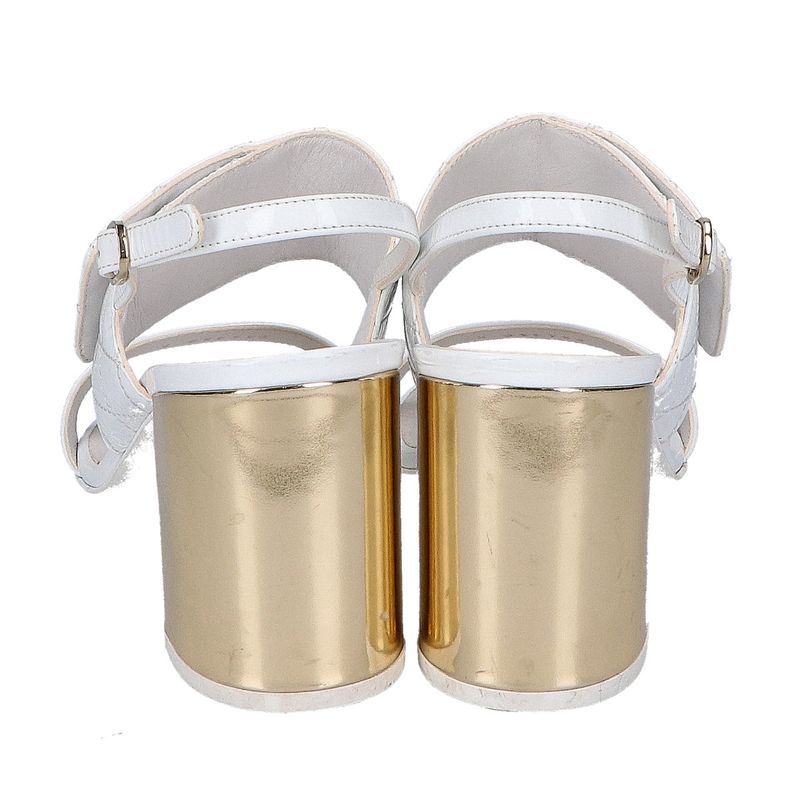 Chanel CC Logo Turnlock Quilted Patent Sandals 36 1 2C ) White