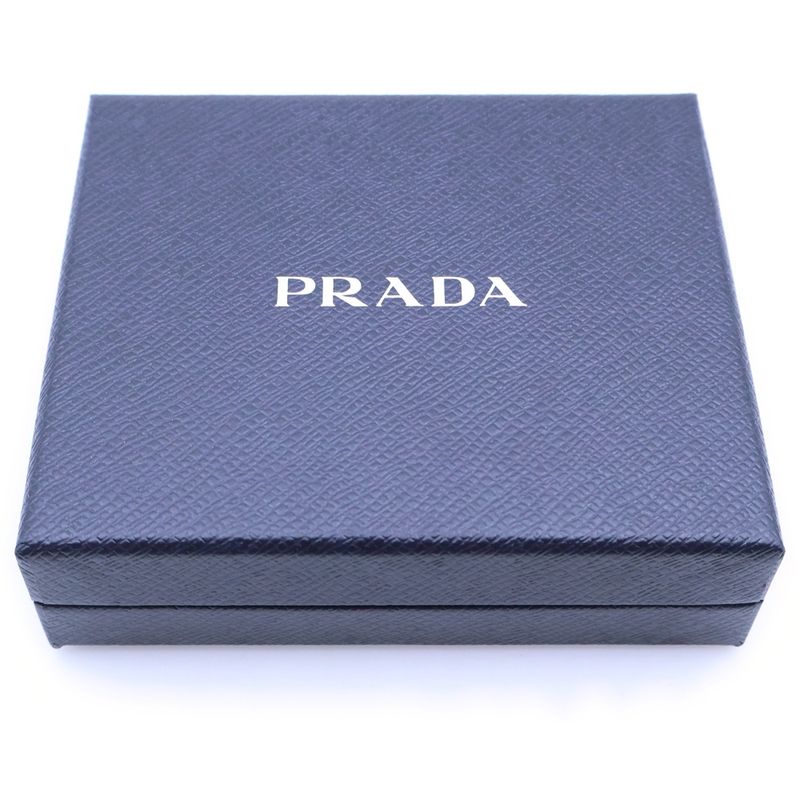 Prada Saffiano Bifold Wallet Compact Coin Case Black Leather Gold Pink White