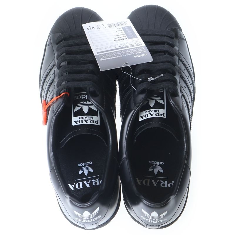Prada Adidas Superstar Super Star Leather Low Cut Sneakers Black