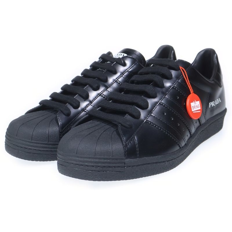 Prada Adidas Superstar Super Star Leather Low Cut Sneakers Black
