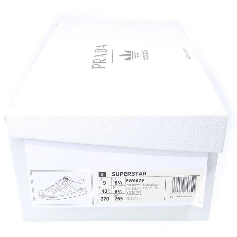 Prada Adidas Superstar Super Star Leather Low Cut Sneakers Black