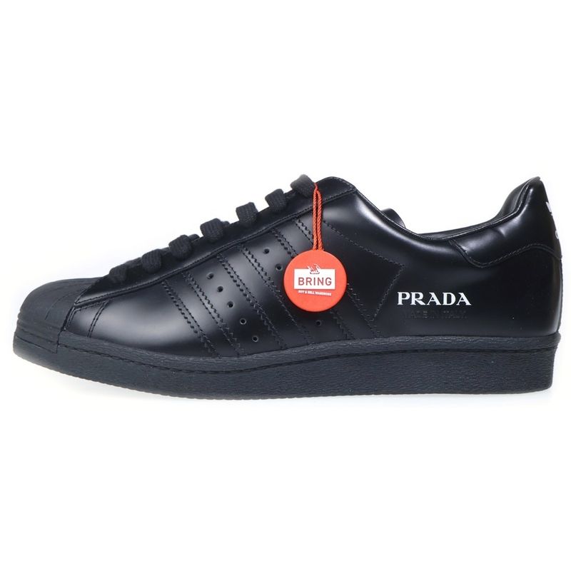 Prada Adidas Superstar Super Star Leather Low Cut Sneakers Black