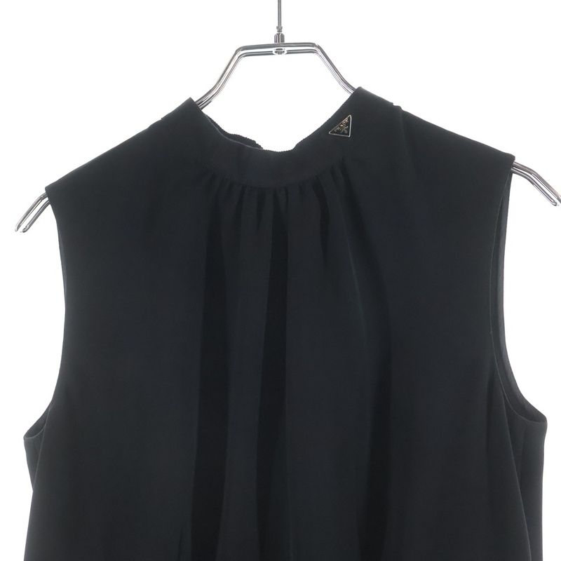 Prada Triangle Plate Sleeveless Dress Black