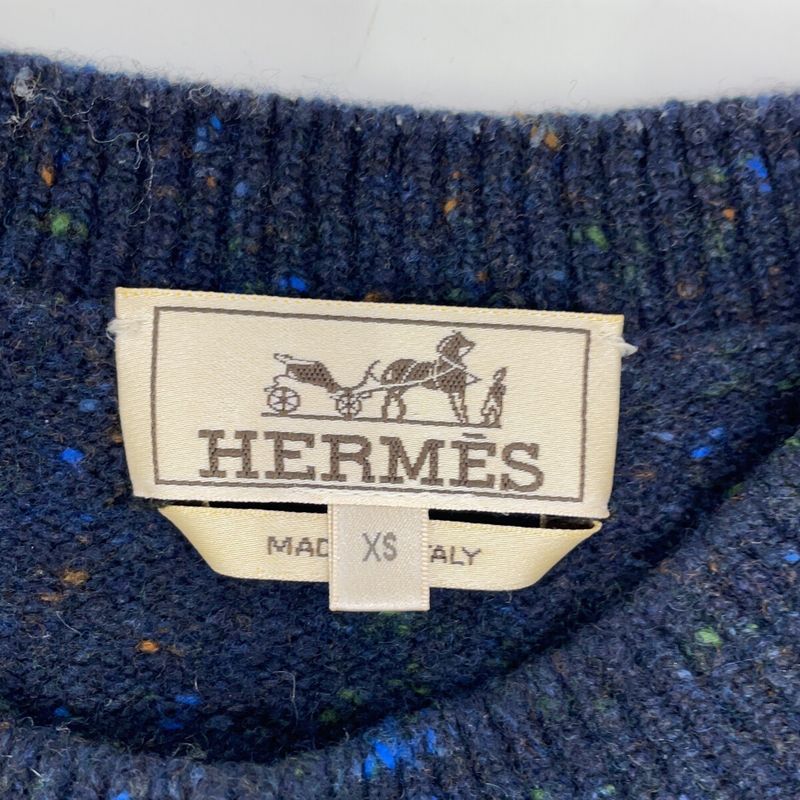 Hermes Navy Cashmere Blend Knit Top Sweater XS