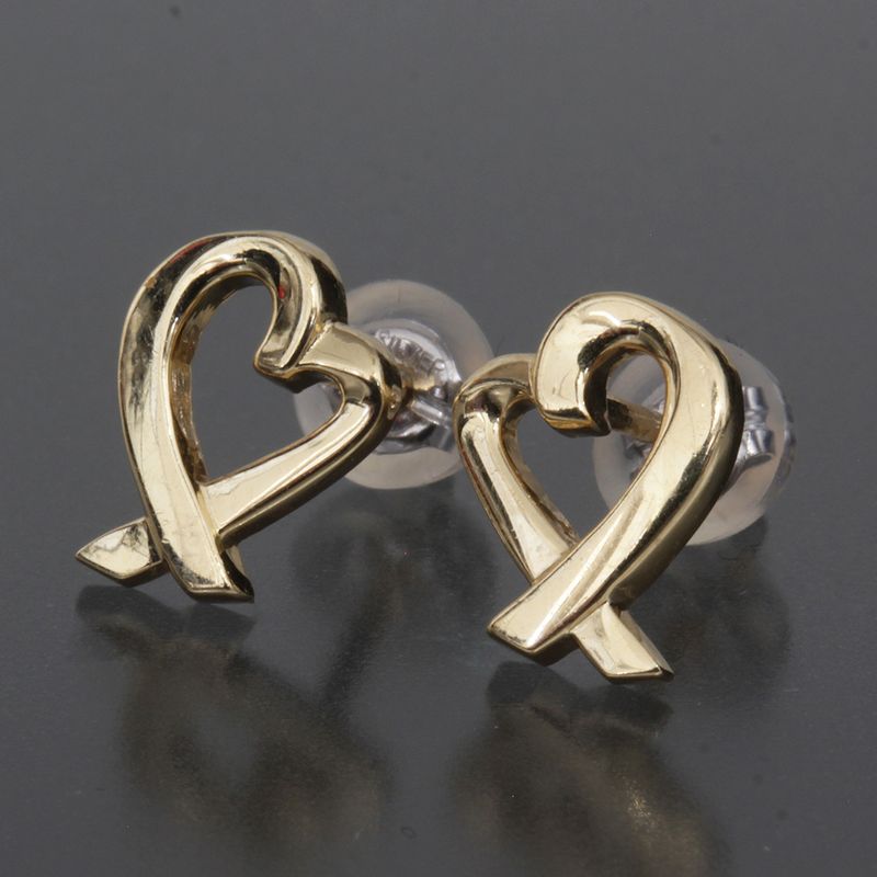 Tiffany & Co. Loving Heart Earrings 18K Yellow Gold Back