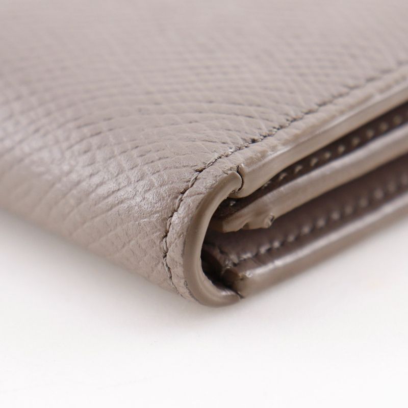 Celine Strap Wallet Leather Grey Bifold Greige