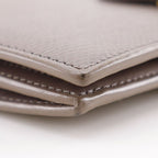 Celine Strap Wallet Leather Grey Bifold Greige