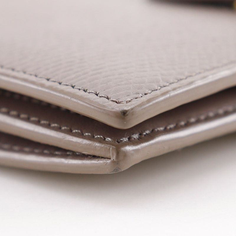 Celine Strap Wallet Leather Grey Bifold Greige
