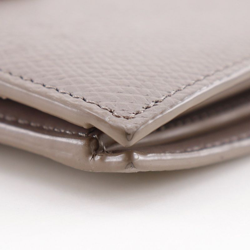 Celine Strap Wallet Leather Grey Bifold Greige