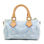 Louis Vuitton Shoulder Bag Monogram Denim Nano Speedy Sky Blue