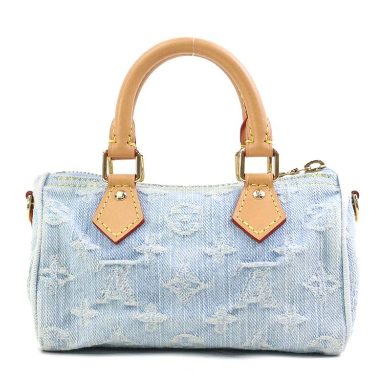 Louis Vuitton Shoulder Bag Monogram Denim Nano Speedy Sky Blue