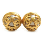 Chanel Earrings CC Logo Gold Off-white