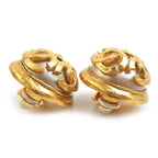 Chanel Earrings CC Logo Gold Off-white