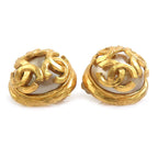 Chanel Earrings CC Logo Gold Off-white