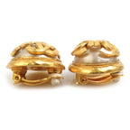 Chanel Earrings CC Logo Gold Off-white
