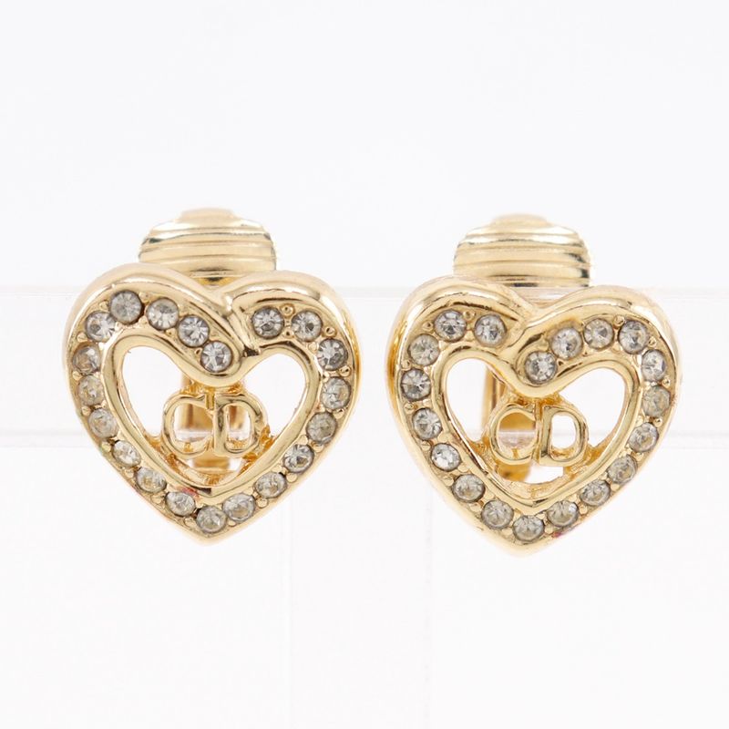 Dior CD Heart Earrings Set Gold Plated Necklace