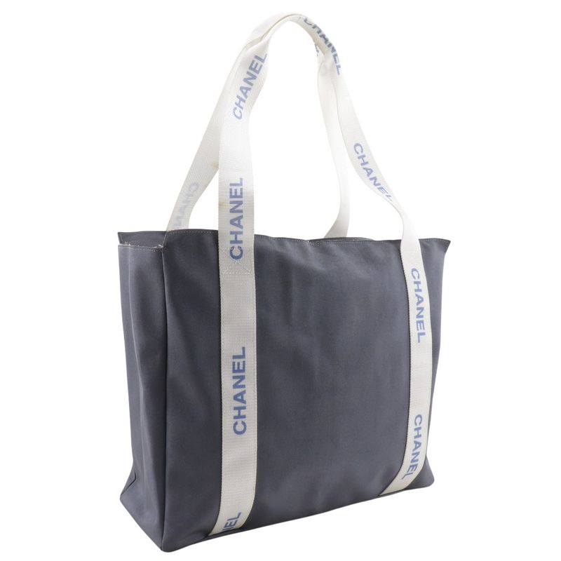 Chanel Sportsline Logo Nylon Gray Tote