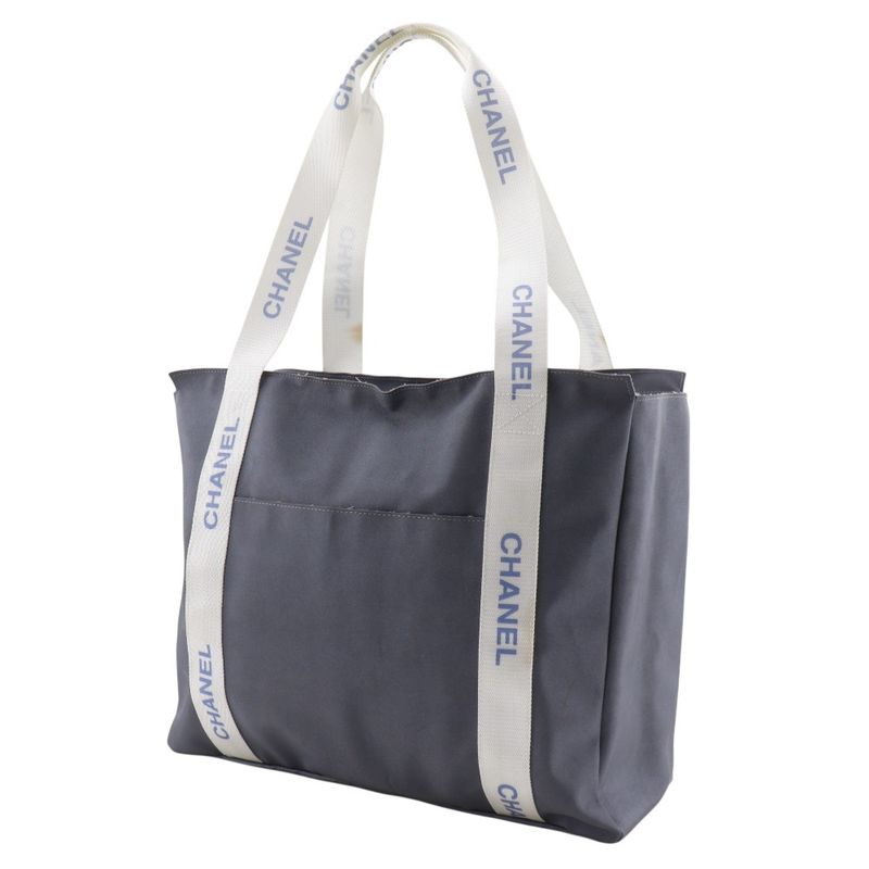 Chanel Sportsline Logo Nylon Gray Tote