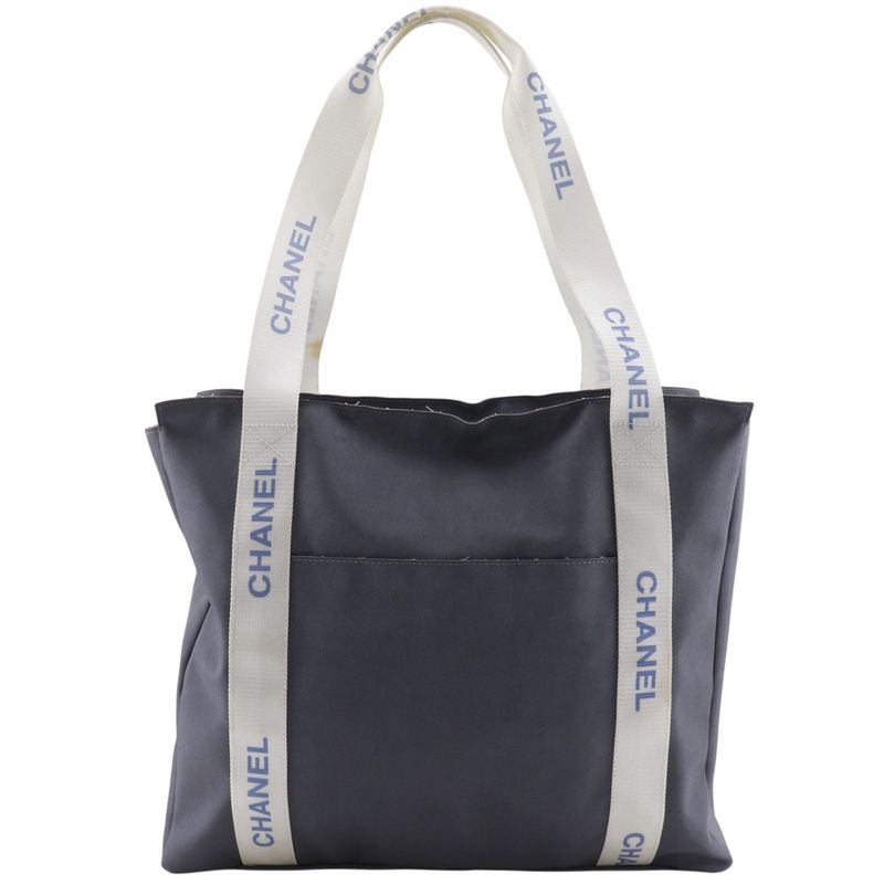 Chanel Sportsline Logo Nylon Gray Tote
