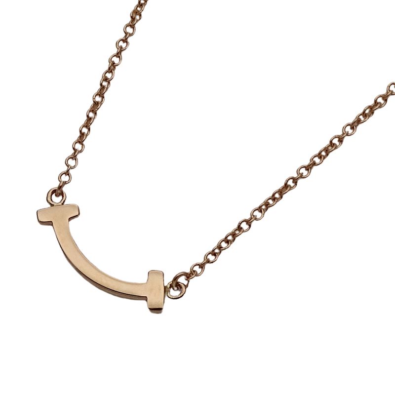 Tiffany & Co. Necklace T Smile Mini Pink Gold
