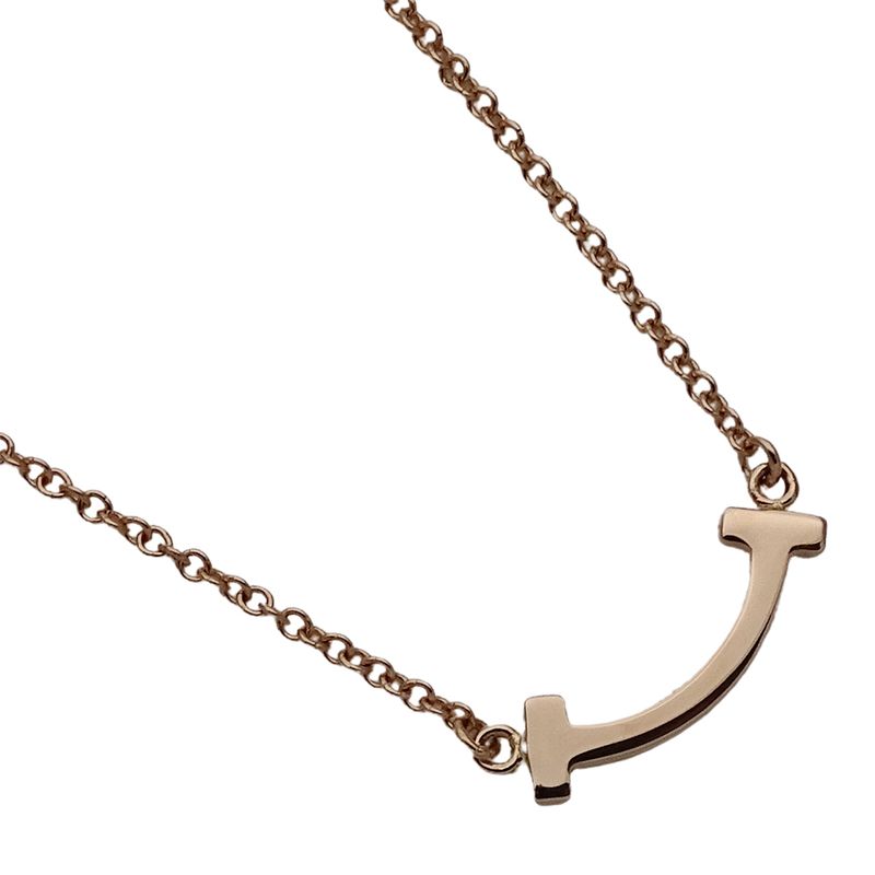 Tiffany & Co. Necklace T Smile Mini Pink Gold